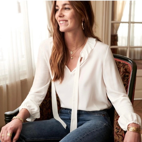 Sezane Mathilda Blouse in Ecru White Size 34 - Picture 3 of 9